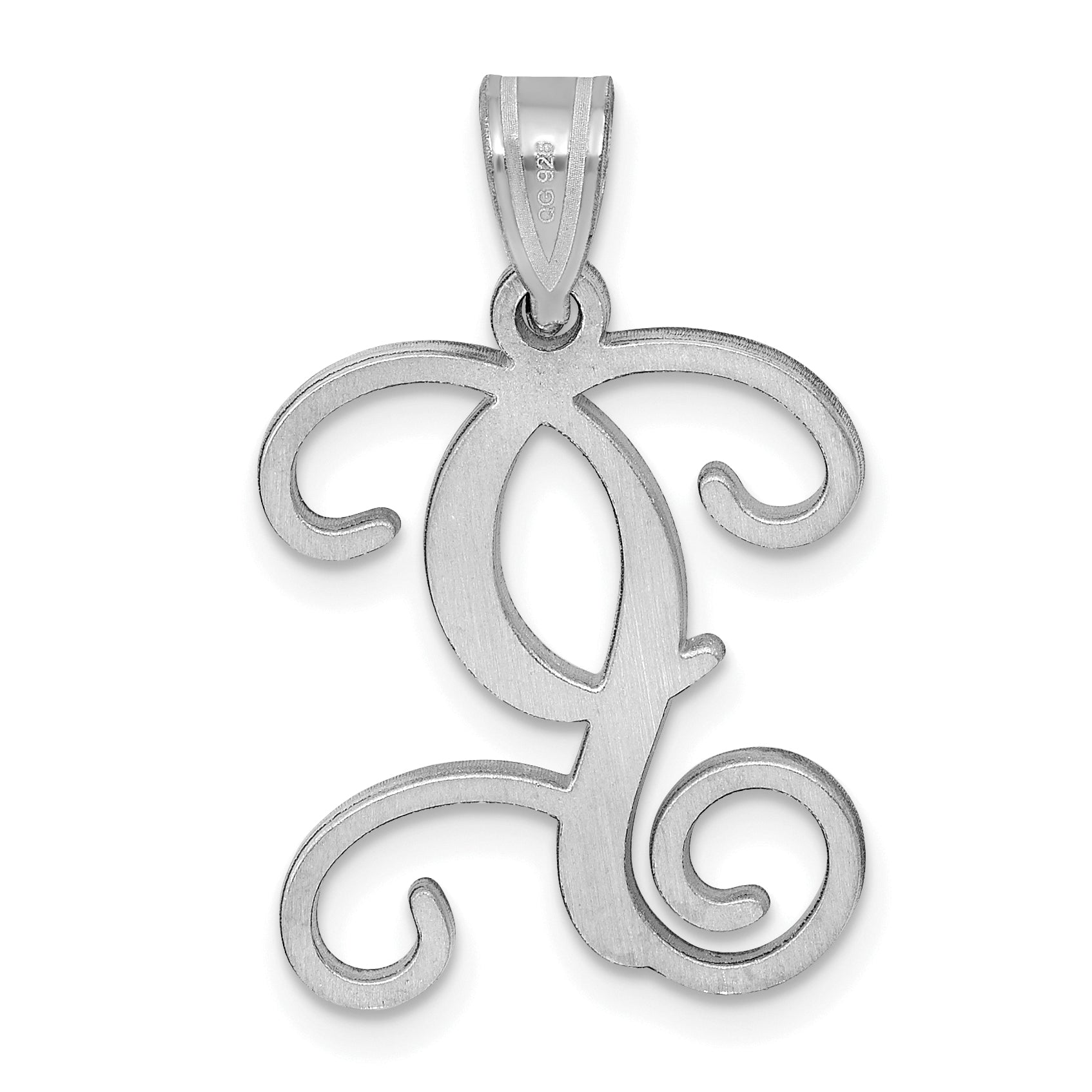 Sterling Silver Rhodium Plated Letter P Initial Pendant