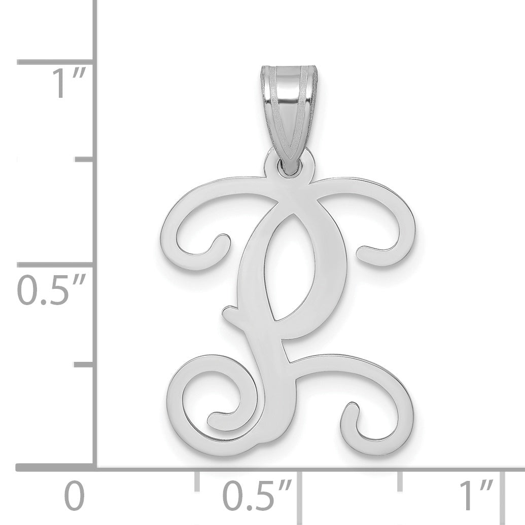 Sterling Silver Rhodium Plated Letter P Initial Pendant