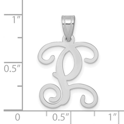 Sterling Silver Rhodium Plated Letter P Initial Pendant