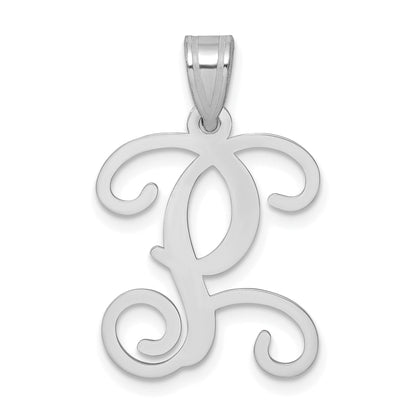 Sterling Silver Rhodium Plated Letter P Initial Pendant