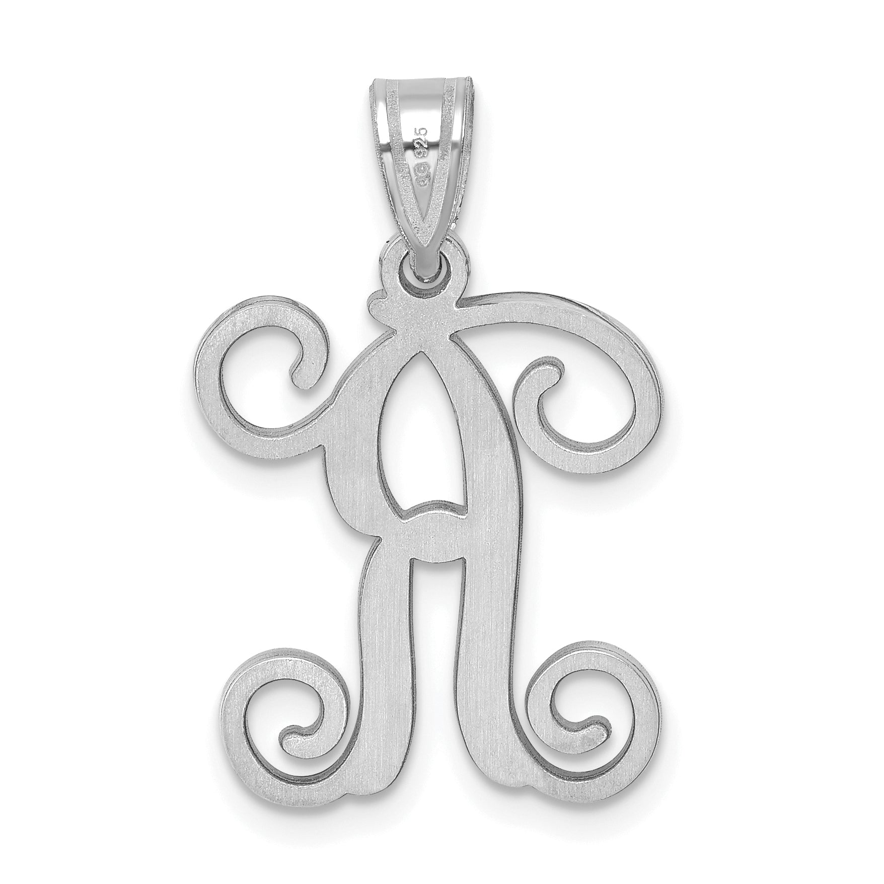 Sterling Silver Rhodium Plated Letter R Initial Pendant