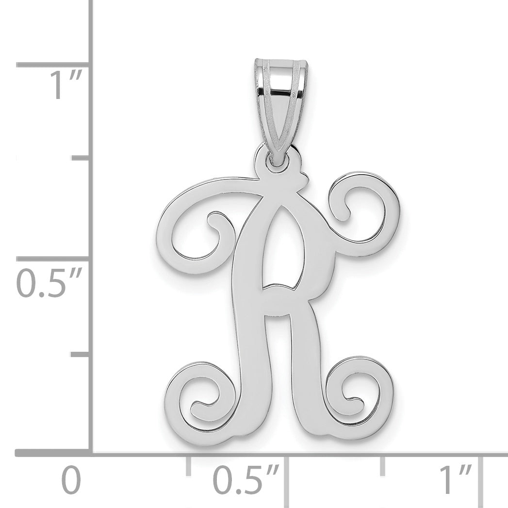 Sterling Silver Rhodium Plated Letter R Initial Pendant