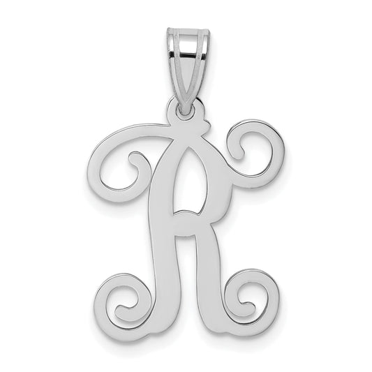 Sterling Silver Rhodium Plated Letter R Initial Pendant