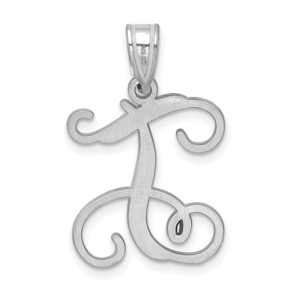 Sterling Silver Rhodium Plated Letter T Initial Pendant
