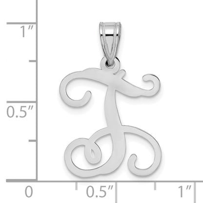 Sterling Silver Rhodium Plated Letter T Initial Pendant