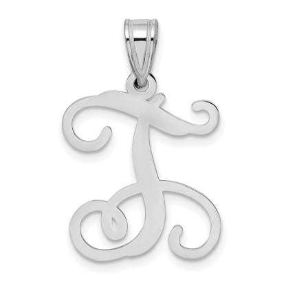 Sterling Silver Rhodium Plated Letter T Initial Pendant