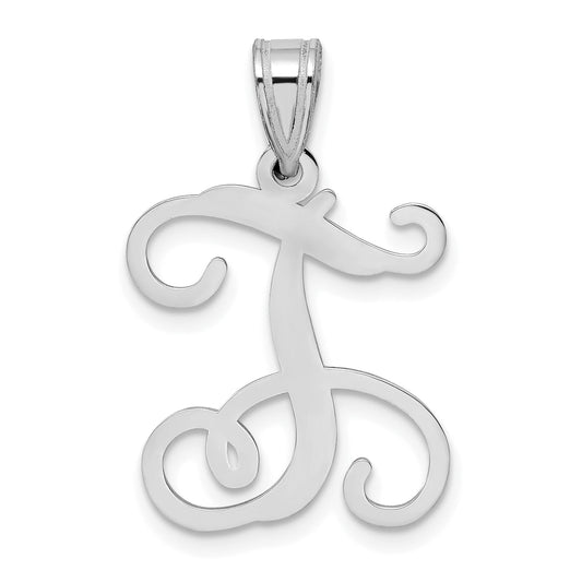 Sterling Silver Rhodium Plated Letter T Initial Pendant
