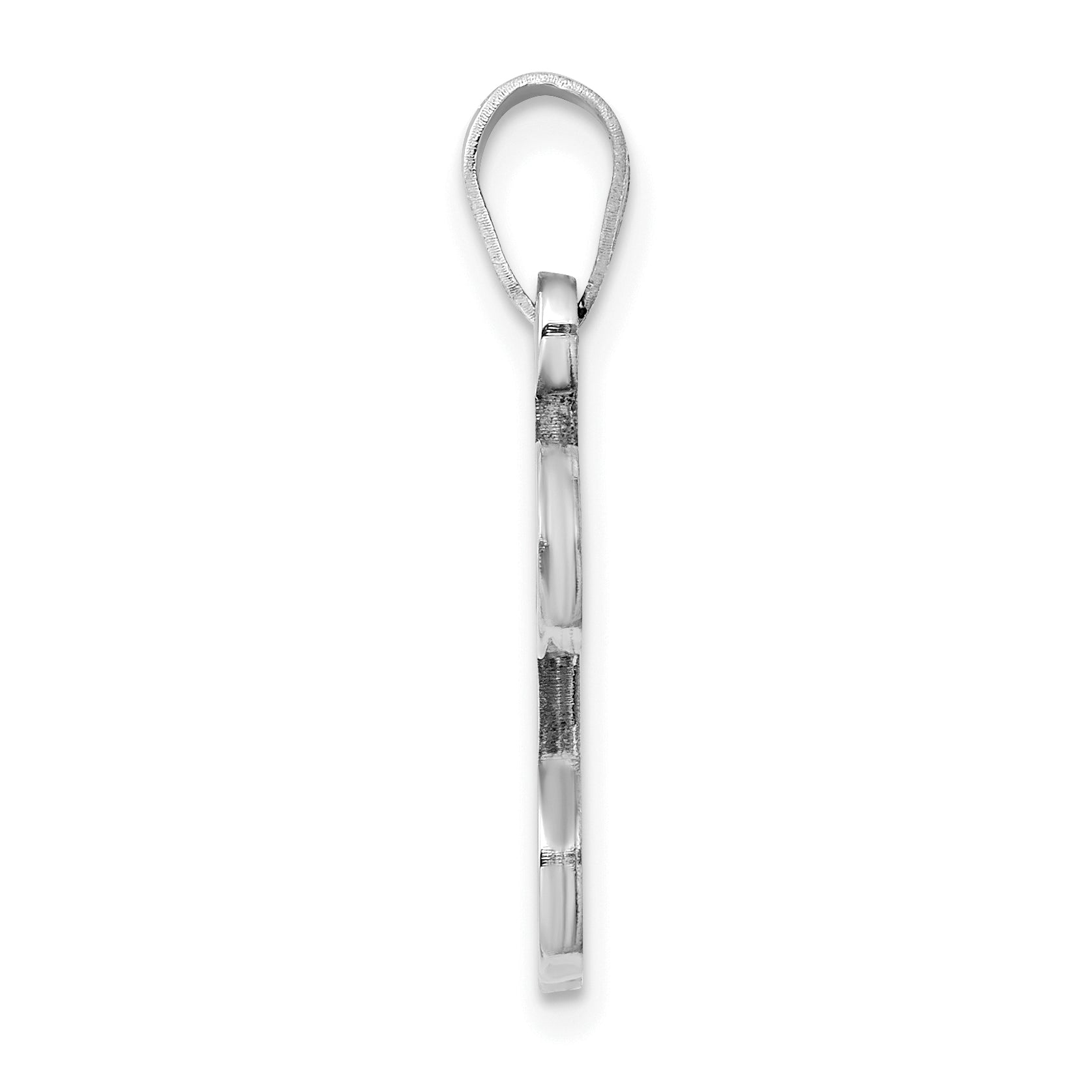 Sterling Silver Rhodium Plated Letter V Initial Pendant