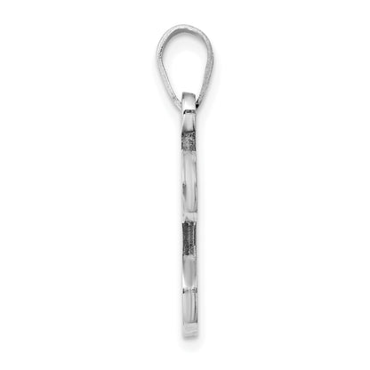 Sterling Silver Rhodium Plated Letter V Initial Pendant