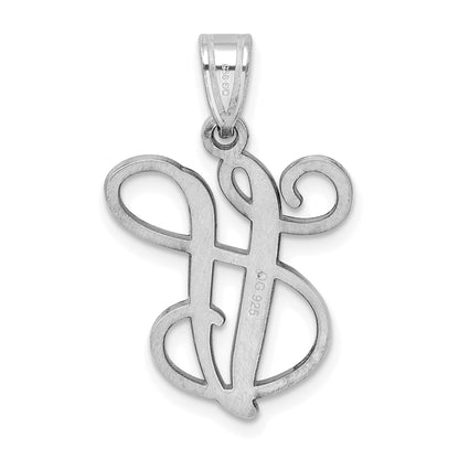 Sterling Silver Rhodium Plated Letter V Initial Pendant