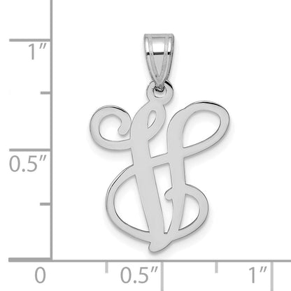 Sterling Silver Rhodium Plated Letter V Initial Pendant