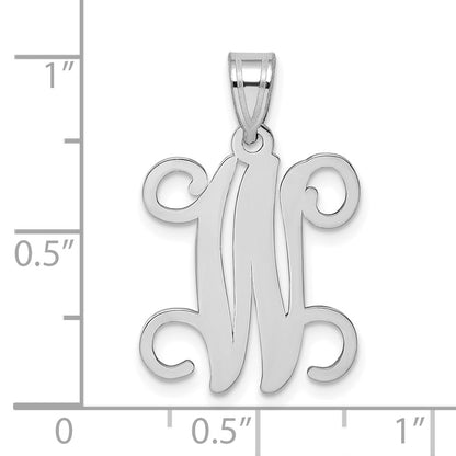 Sterling Silver Rhodium Plated Letter W Initial Pendant
