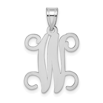 Sterling Silver Rhodium Plated Letter W Initial Pendant