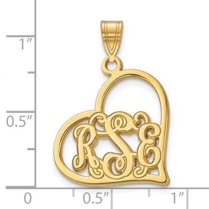 Gold Plated Sterling Silver/Gold Etched Heart Pendant