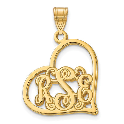 14K Yellow Gold Etched Heart Pendant