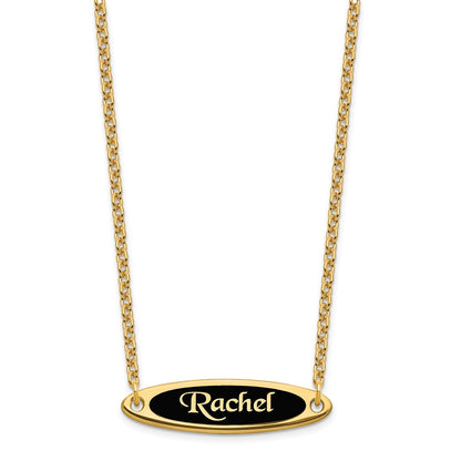Gold Plated Sterling Silver/Gold Enameled Name Plate Necklace