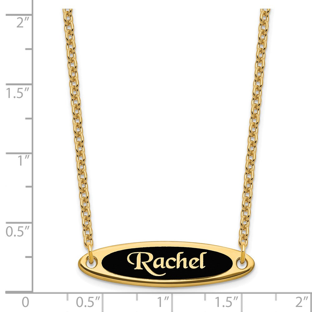 Gold Plated Sterling Silver/Gold Enameled Name Plate Necklace