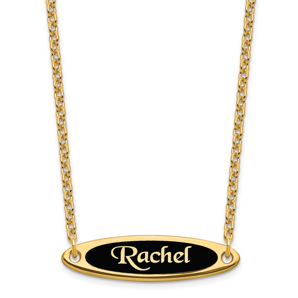 Gold Plated Sterling Silver/Gold Enameled Name Plate Necklace