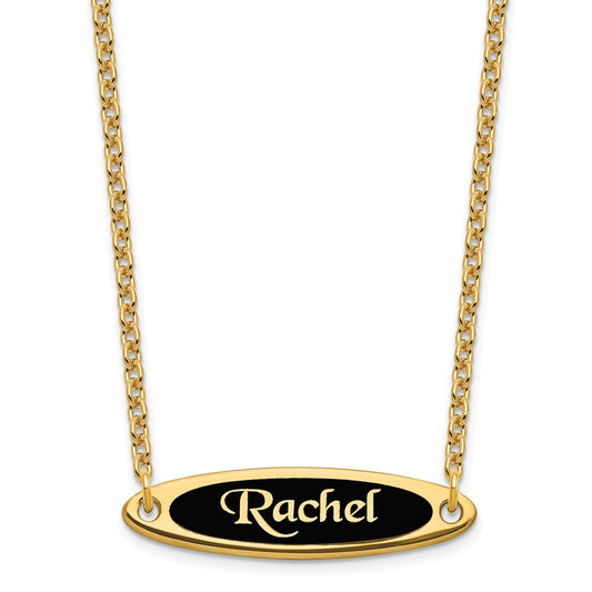 Gold Plated Sterling Silver/Gold Enameled Name Plate Necklace