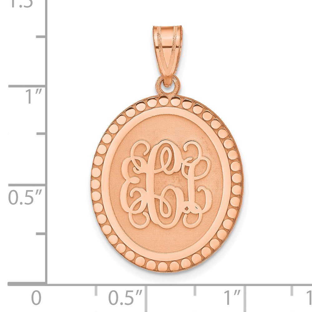 Rose Plated Brushed With Beaded Border Monogram Pendant