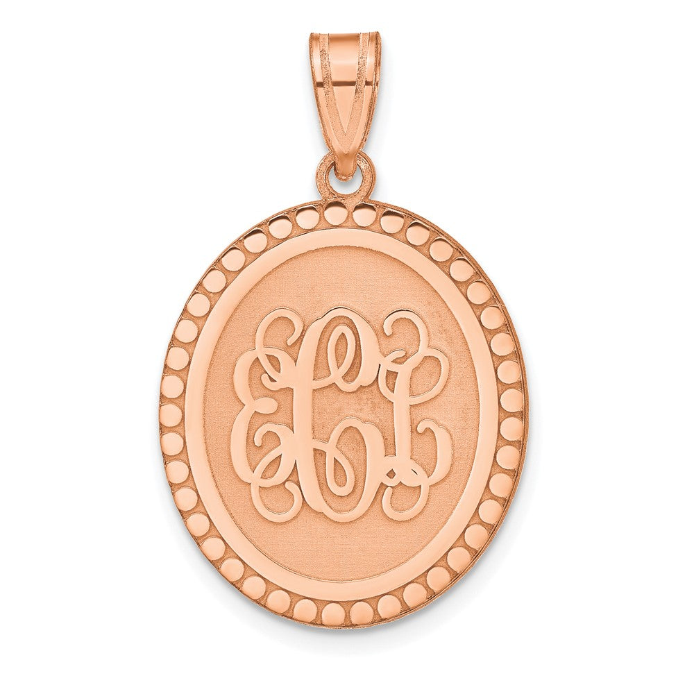Rose Plated Brushed With Beaded Border Monogram Pendant
