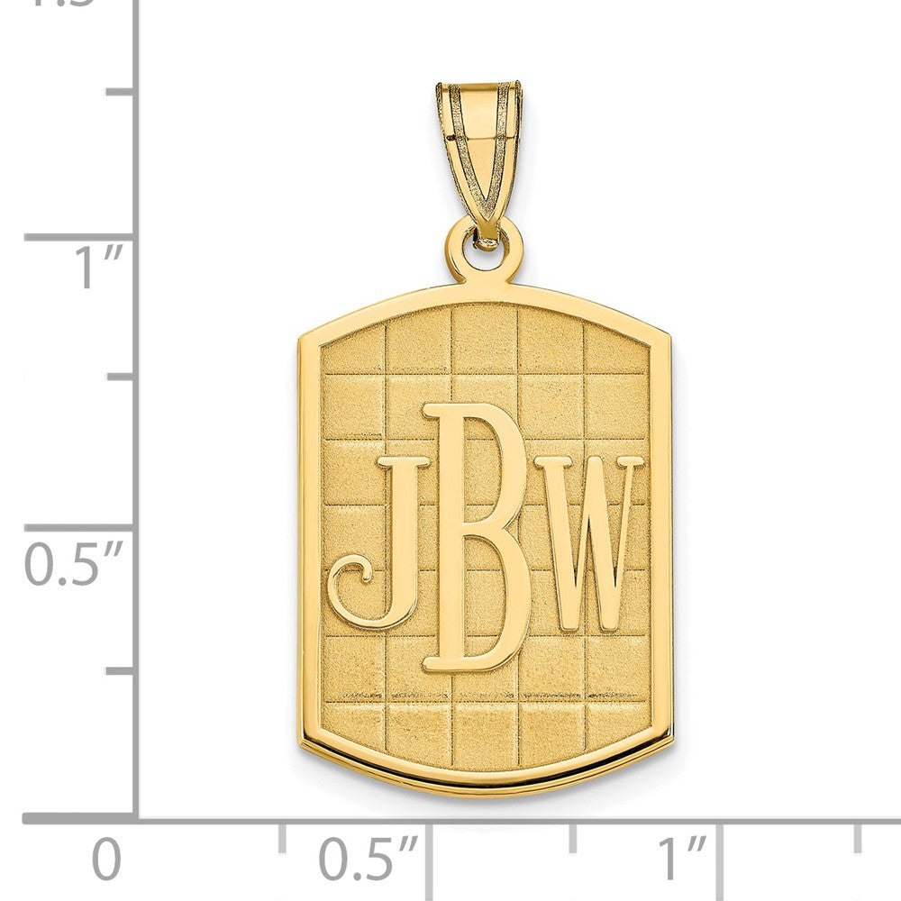 14K Yellow Gold Brushed Monogram Pendant
