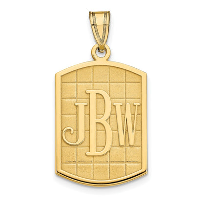 14K Yellow Gold Brushed Monogram Pendant