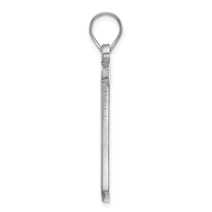 Sterling Silver Silver/Rhodium Plated Brushed Monogram Pendant