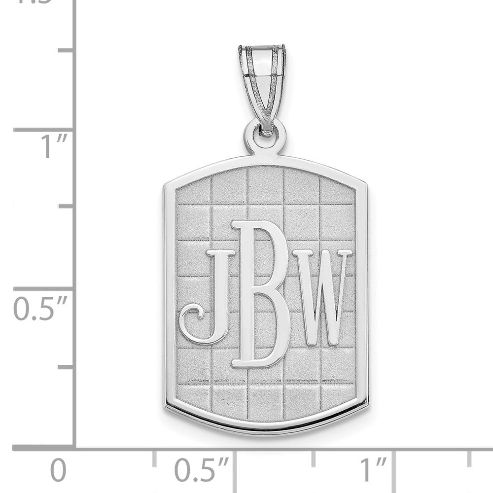 Sterling Silver Silver/Rhodium Plated Brushed Monogram Pendant