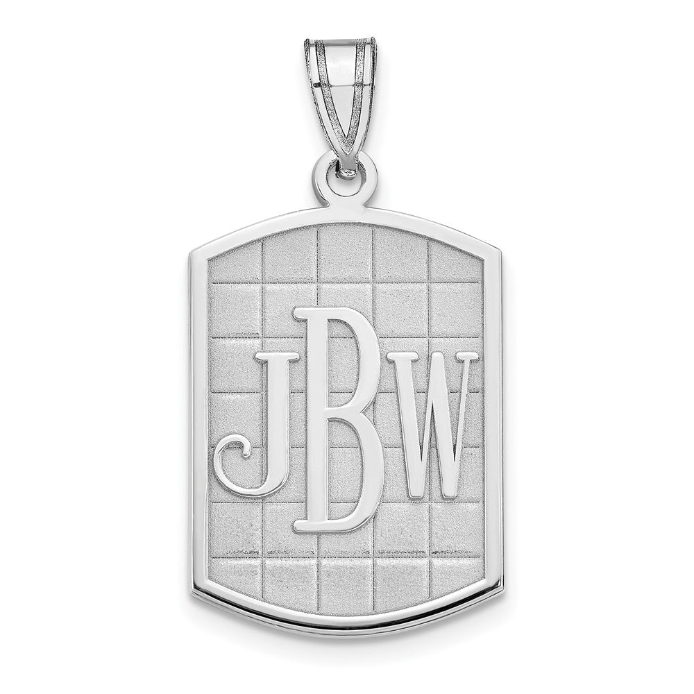 Sterling Silver Silver/Rhodium Plated Brushed Monogram Pendant