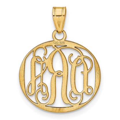Gold Plated Sterling Silver/Gold Small Round Monogram Pendant