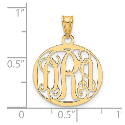 Gold Plated Sterling Silver/Gold Small Round Monogram Pendant