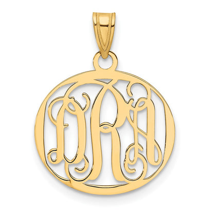 Gold Plated Sterling Silver/Gold Small Round Monogram Pendant