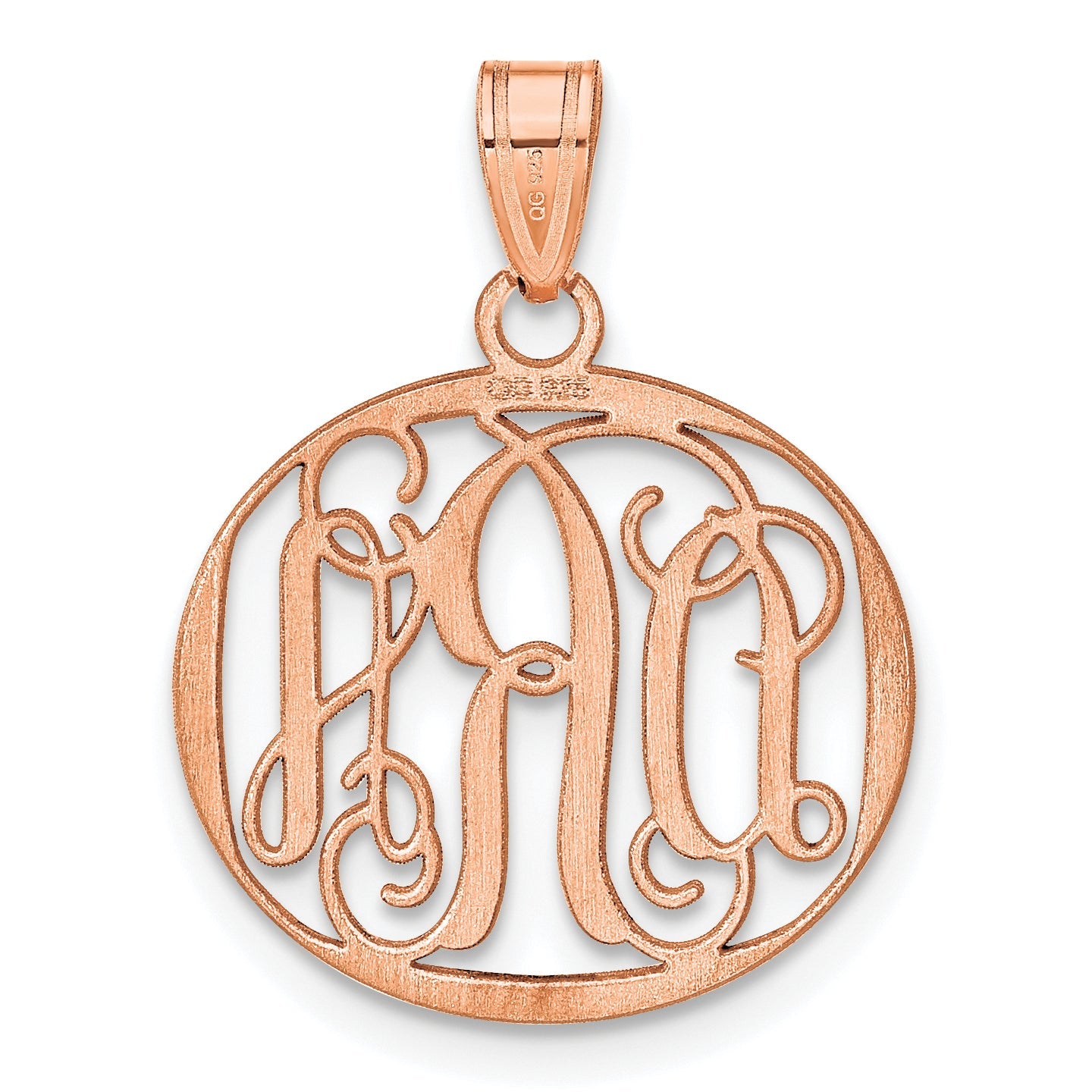 Rose Plated Sterling Silver/Rose Small Round Monogram Pendant