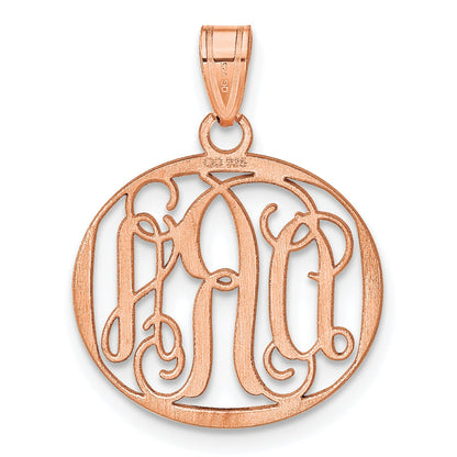 Rose Plated Sterling Silver/Rose Small Round Monogram Pendant