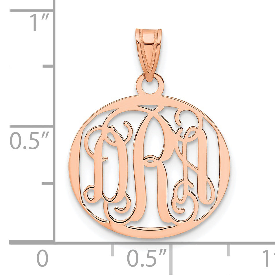 14K Rose Gold Small Round Monogram Pendant
