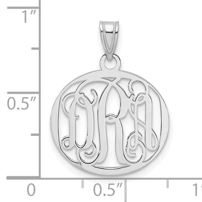 14K White Gold Small Round Monogram Pendant