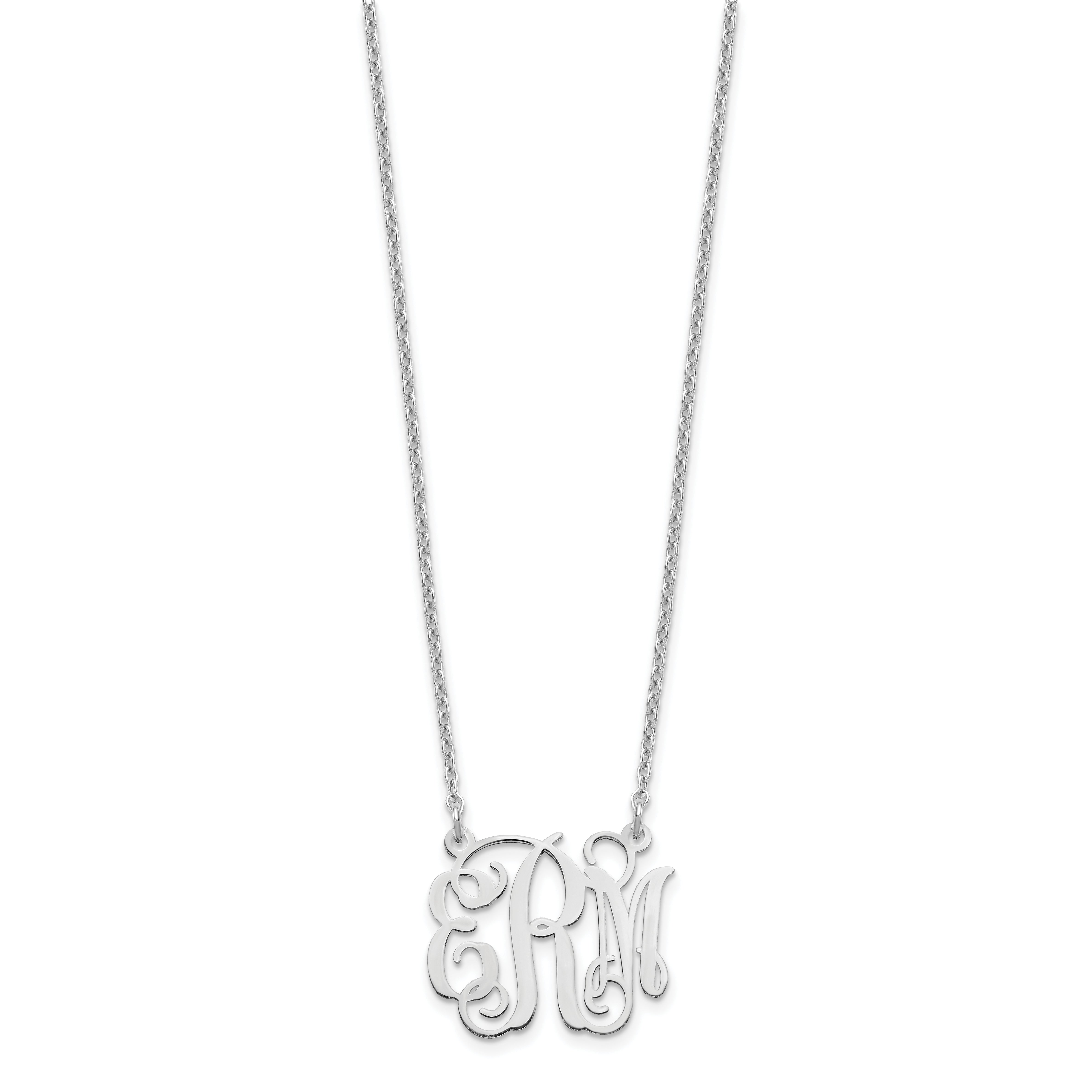 Sterling Silver Silver/Rhodium Plated Small Monogram Necklace