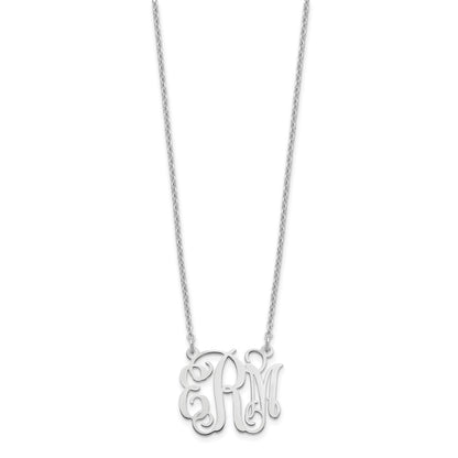 Sterling Silver Silver/Rhodium Plated Small Monogram Necklace