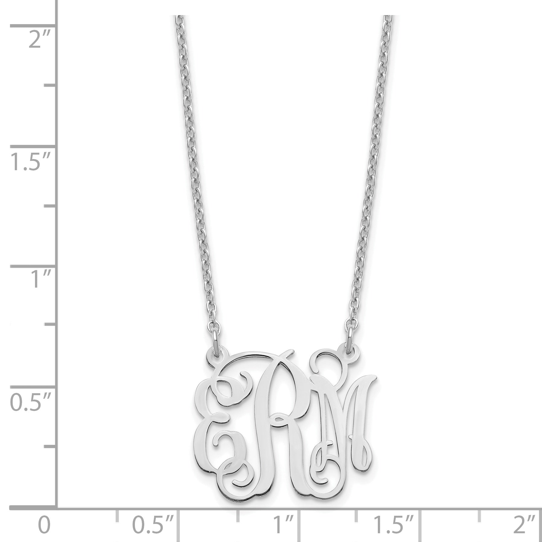 Sterling Silver Silver/Rhodium Plated Small Monogram Necklace