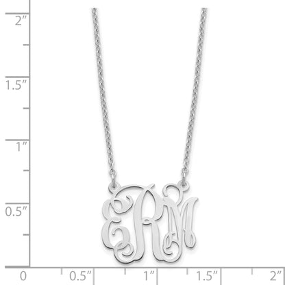 Sterling Silver Silver/Rhodium Plated Small Monogram Necklace