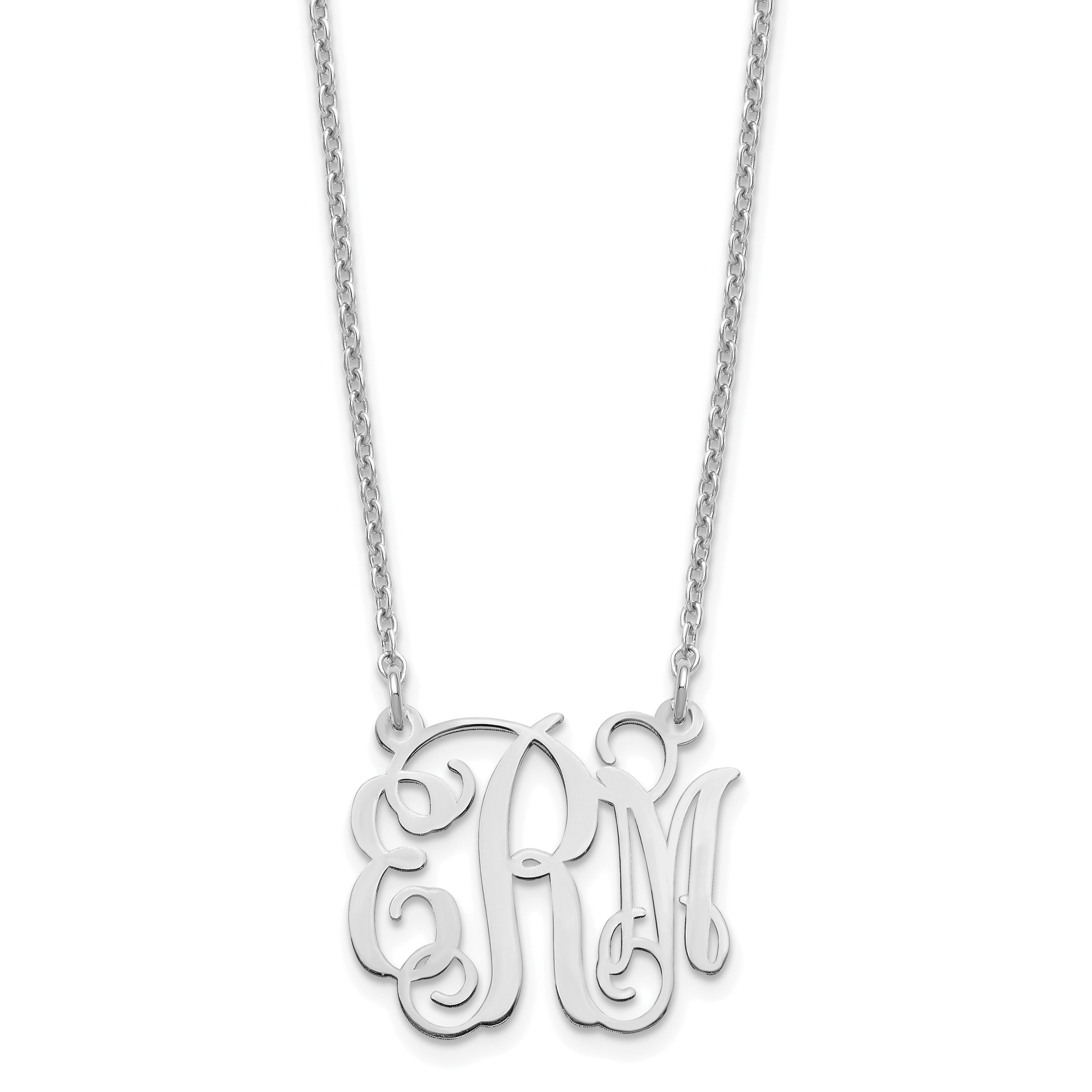 Sterling Silver Silver/Rhodium Plated Small Monogram Necklace
