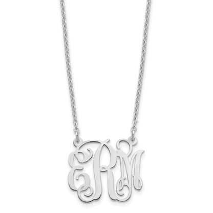 Sterling Silver Silver/Rhodium Plated Small Monogram Necklace