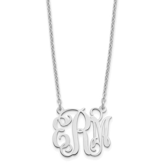 Sterling Silver Silver/Rhodium Plated Small Monogram Necklace