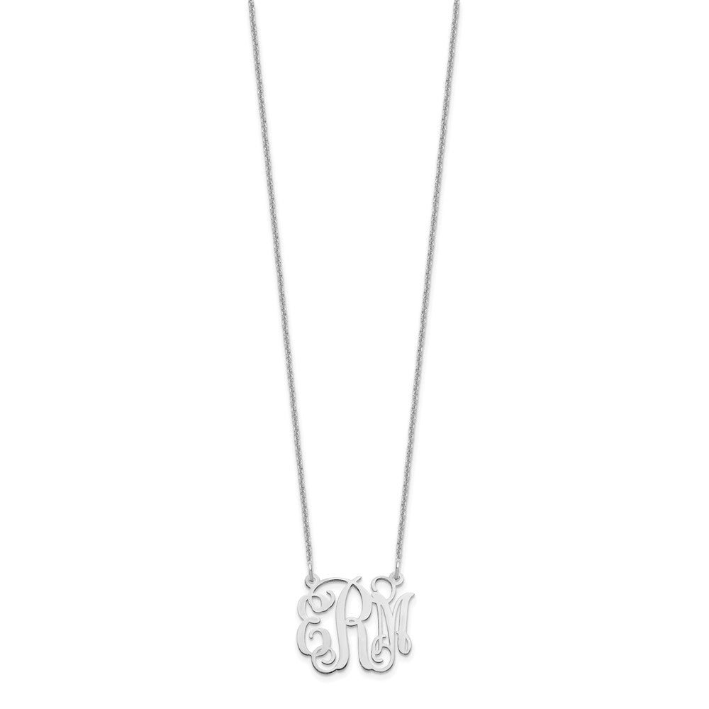 14K White Gold Small Monogram Necklace