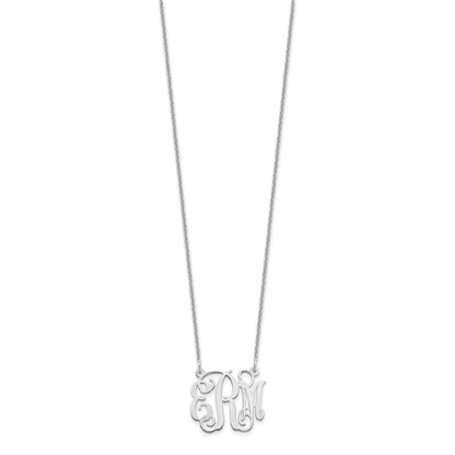 14K White Gold Small Monogram Necklace