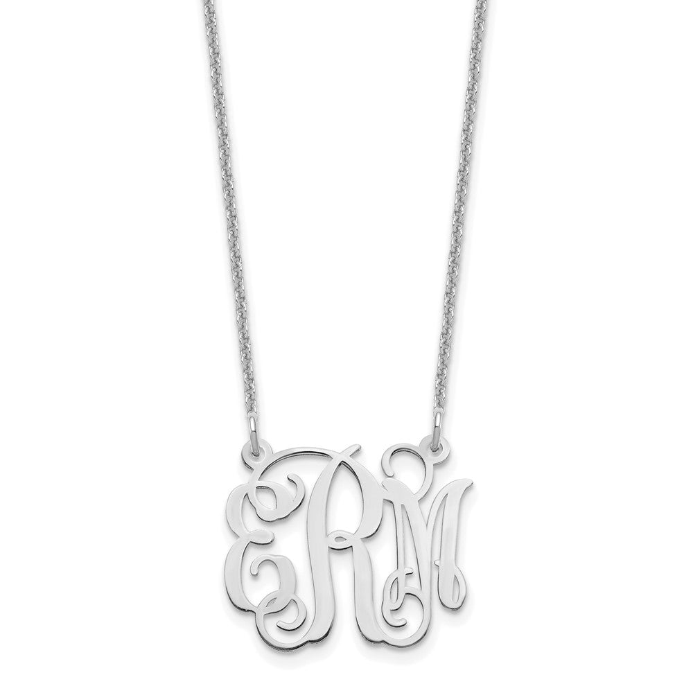 14K White Gold Small Monogram Necklace