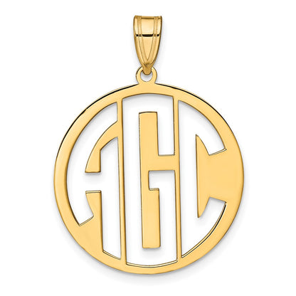 14K Yellow Gold Round Cut Out Monogram Pendant