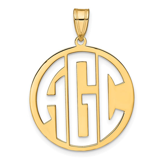 14K Yellow Gold Round Cut Out Monogram Pendant