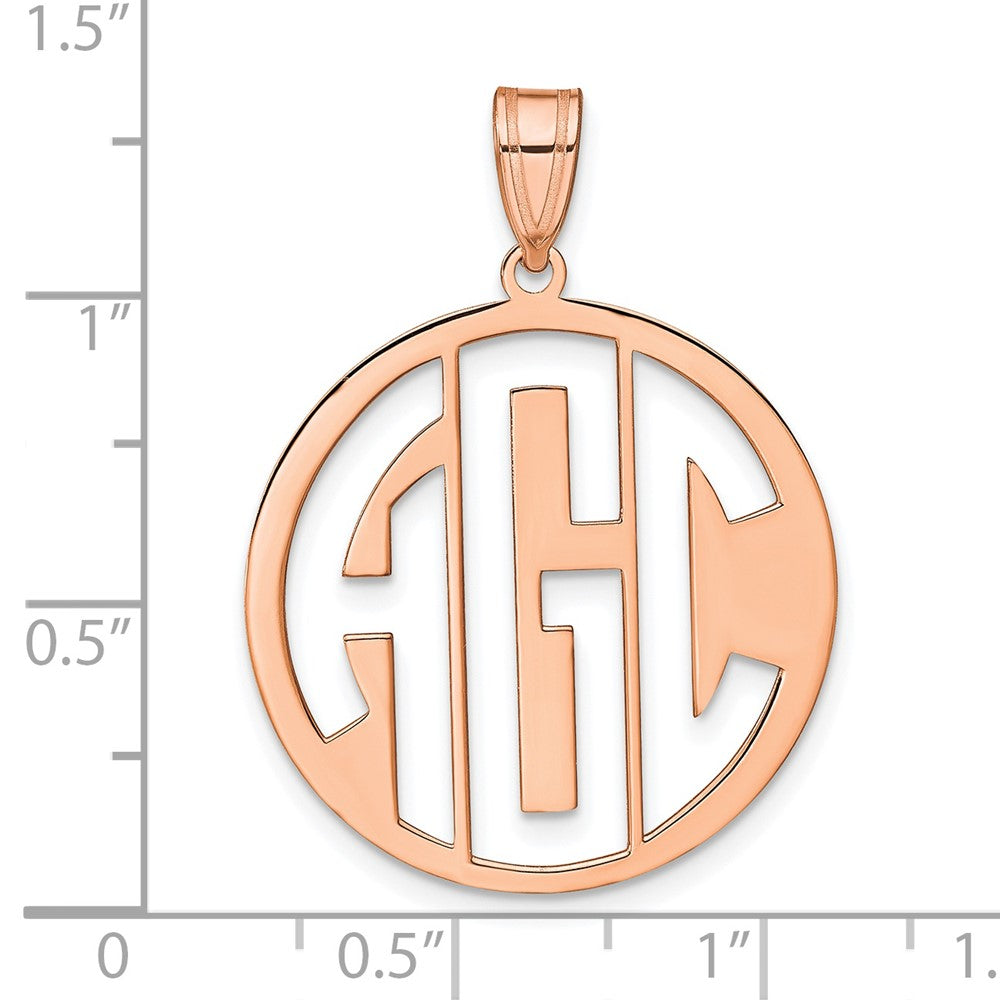14K Rose Gold Round Cut Out Monogram Pendant